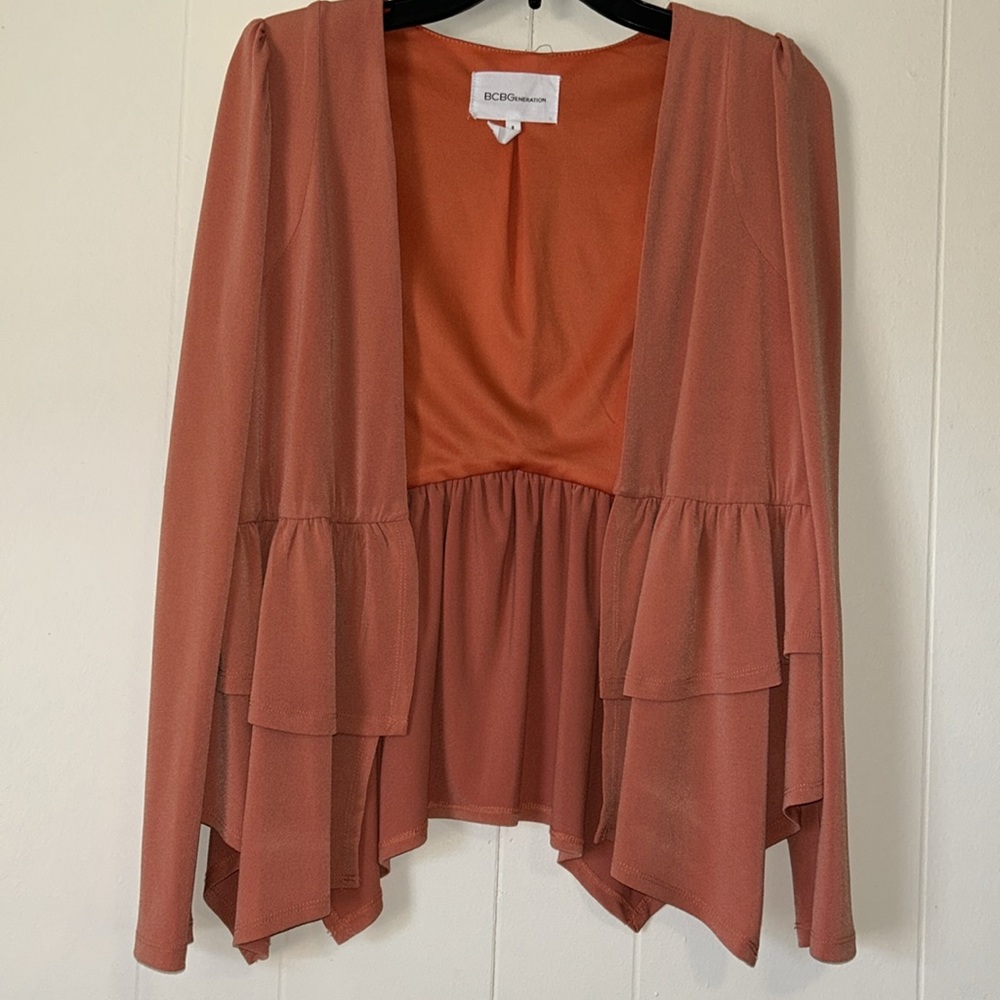 Bcbgeneration Burnt Orange Swing Jacket With Tier… - image 1